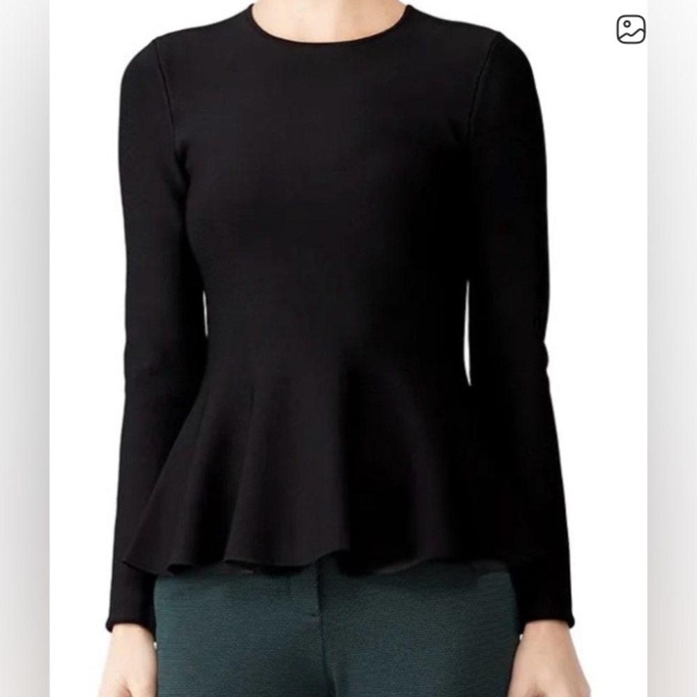 Theory Black Long Sleeve Peplum top size P